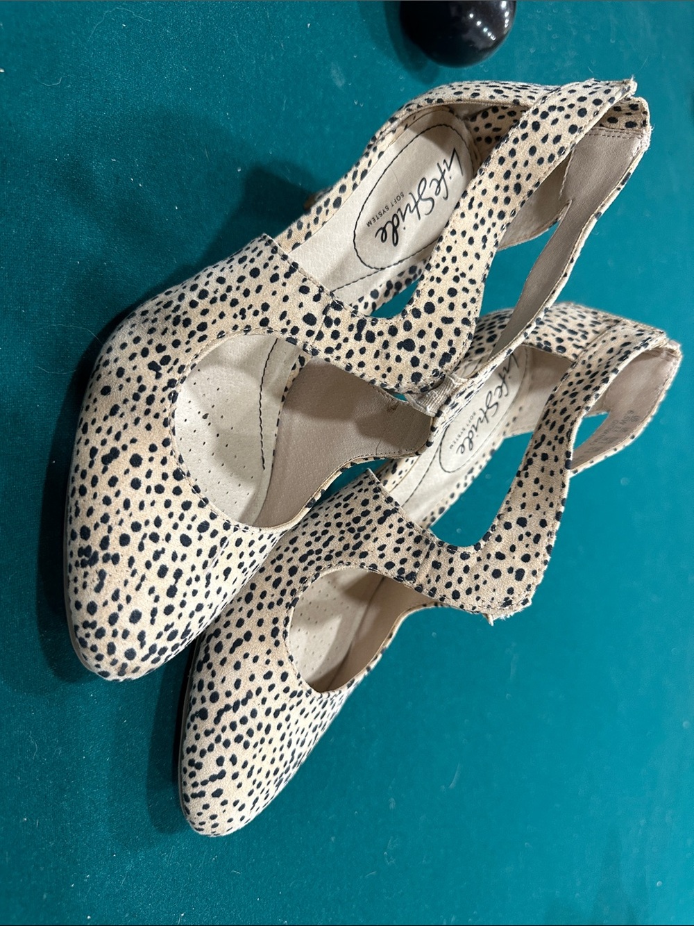 Life Stride Beige Pumps with Black Spot Print